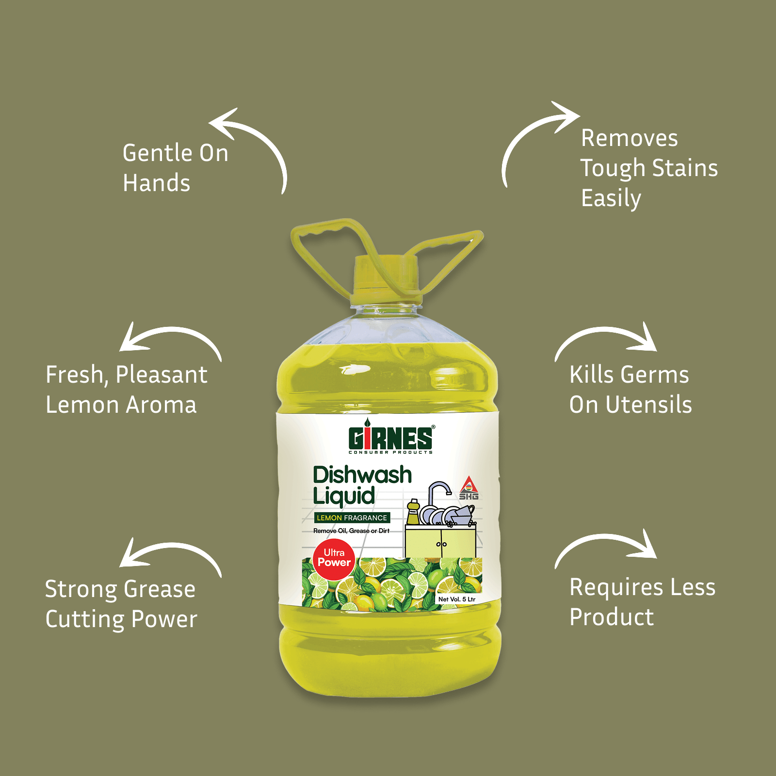 Dish Wash Liquid Gel With Lemon Fragrance – 5 Liter - Image 3